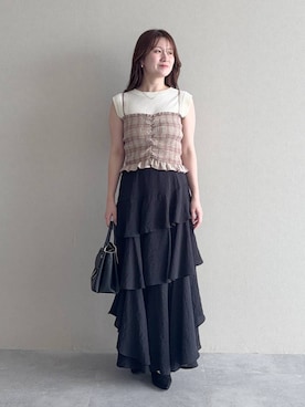 「mysty woman（ミスティウーマン）のアイテム（ショルダーバッグ）」を使った、MiOさん（レディース・155cm）の秋コーディネート