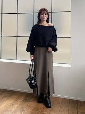 「mysty woman（ミスティウーマン）のアイテム（スウェット）」を使った、MiOさん（レディース・155cm）の秋コーディネート
