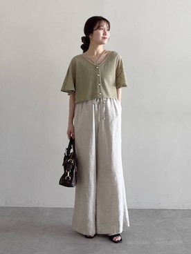 「mysty woman（ミスティウーマン）のアイテム（その他パンツ）」を使った、MiOさん（レディース・155cm）の春コーディネート