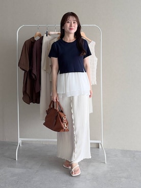 「mysty woman（ミスティウーマン）のアイテム（ボストンバッグ）」を使った、MiOさん（レディース・155cm）の夏コーディネート