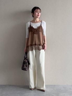 「mysty woman（ミスティウーマン）のアイテム（その他パンツ）」を使った、MiOさん（レディース・155cm）の春コーディネート