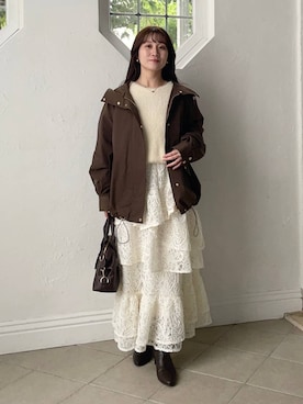 「アイテム（マウンテンパーカー）」を使った、MiOさん（レディース・155cm）の秋コーディネート