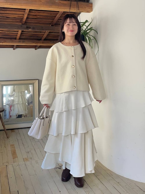 金ボタンノーカラーカーディガン 289330（カーディガン/ボレロ