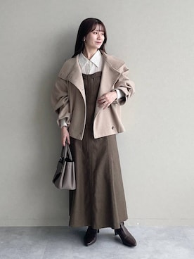 「アイテム（ピーコート）」を使った、MiOさん（レディース・155cm）の秋コーディネート