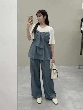 「アイテム（スリッポン）」を使った、MiOさん（レディース・155cm）の夏コーディネート