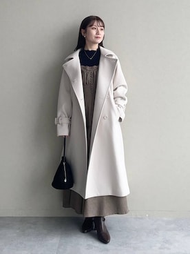「アイテム（チェスターコート）」を使った、MiOさん（レディース・155cm）の秋コーディネート