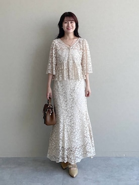「アイテム（パンプス、ゴールド系）」を使った、MiOさん（レディース・155cm）の夏コーディネート