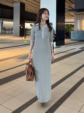 「mysty woman（ミスティウーマン）のミドルボストンBAG　495424（ボストンバッグ、ブラウン系）」を使った、MiOさん（レディース・155cm）の春コーディネート