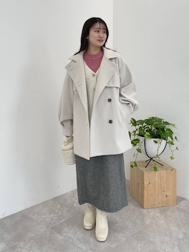 「アイテム（チェスターコート）」を使った、MiOさん（レディース・155cm）の冬コーディネート