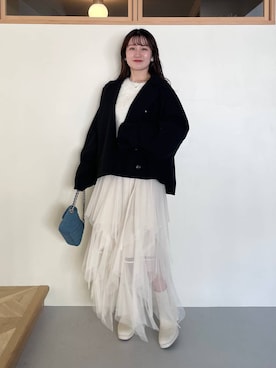 「mysty woman（ミスティウーマン）のアイテム（その他アウター）」を使った、MiOさん（レディース・155cm）の冬コーディネート