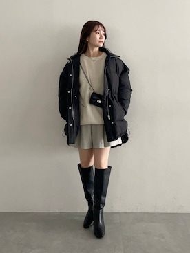 「デート/ロマンティック」｜「アイテム（ダウンジャケット/コート）」を使った、MiOさん（レディース・155cm）の秋コーディネート