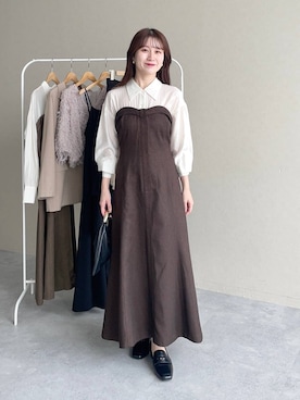 「mysty woman（ミスティウーマン）の【LE VERNIS】トライアングルBAG 574317（ハンドバッグ）」を使った、MiOさん（レディース・155cm）の秋コーディネート