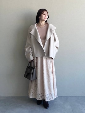 「アイテム（ピーコート）」を使った、MiOさん（レディース・155cm）の冬コーディネート