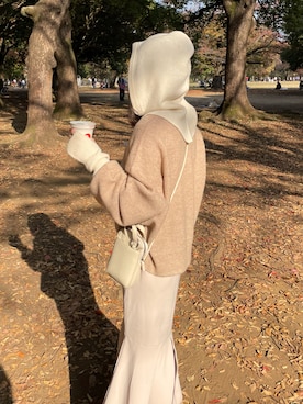 「mysty woman（ミスティウーマン）のウール混で暖かいウールMIXアームウォーマー 165982（アームカバー）」を使った、MiOさん（レディース・155cm）の秋コーディネート