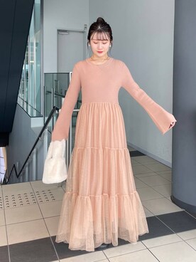 MiOさんの「【コスメヲタちゃんねるサラさんコラボ】星屑チュールワンピ 982135」を使ったコーディネート