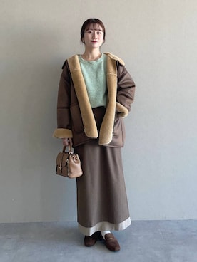 「デート/ロマンティック」｜「アイテム（ジャケット/アウター）」を使った、MiOさん（レディース・155cm）の冬コーディネート