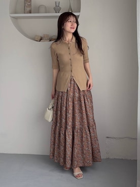 「mysty woman（ミスティウーマン）のリュクスラインヒールサンダル 664981（サンダル、ホワイト系）」を使った、MiOさん（レディース・155cm）の春コーディネート