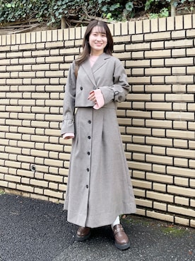「フレアスリーブ」｜「アイテム（ジャケット/アウター）」を使った、MiOさん（レディース・155cm）の冬コーディネート