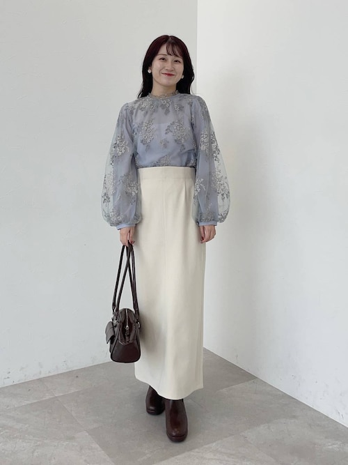 gさん セール】フローラルレース刺繍ロングスリーブブラウス 137062