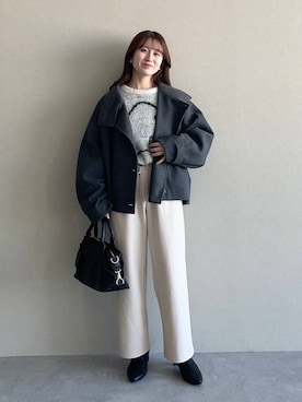 「デート/ロマンティック」｜「アイテム（ジャケット/アウター）」を使った、MiOさん（レディース・155cm）の冬コーディネート