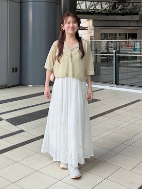「mysty woman（ミスティウーマン）のアイテム（ワンピース）」を使った、MiOさん（レディース・155cm）の秋コーディネート