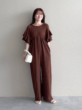 「mysty woman（ミスティウーマン）のアイテム（サロペット/オーバーオール）」を使った、MiOさん（レディース・155cm）の夏コーディネート