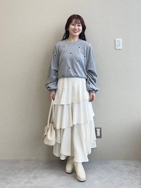 「mysty woman（ミスティウーマン）のアイテム（スウェット）」を使った、MiOさん（レディース・155cm）の夏コーディネート