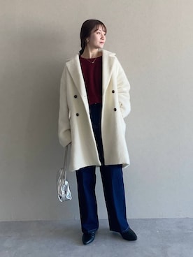 「デート/ロマンティック」｜「アイテム（ジャケット/アウター）」を使った、MiOさん（レディース・155cm）の冬コーディネート