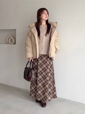 「mysty woman（ミスティウーマン）のビットヒールローファー 1050648（ローファー、ブラウン系）」を使った、MiOさん（レディース・155cm）の秋コーディネート