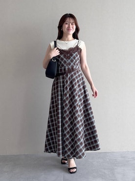「mysty woman（ミスティウーマン）のアイテム（ショルダーバッグ）」を使った、MiOさん（レディース・155cm）の秋コーディネート