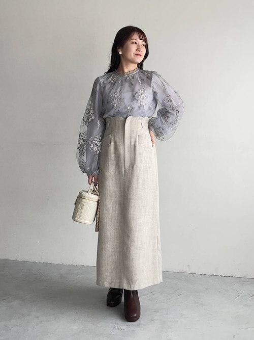 mysty woman フローラルレース刺繍ロングスリーブブラウス セール】フローラルレース刺繍ロングスリーブブラウス 137062