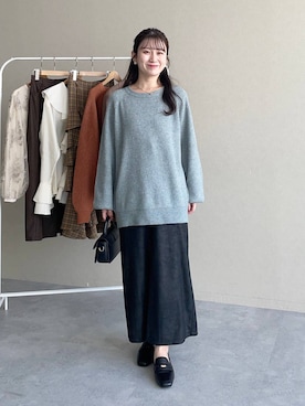 「アイテム（バレッタ/ヘアクリップ）」を使った、MiOさん（レディース・155cm）の秋コーディネート