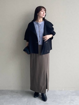 「アイテム（ピーコート）」を使った、MiOさん（レディース・155cm）の秋コーディネート