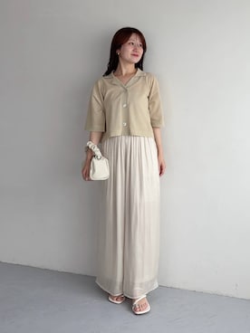 「mysty woman（ミスティウーマン）のシアーグロスイージーパンツ　1046995（その他パンツ、ホワイト系）」を使った、MiOさん（レディース・155cm）の夏コーディネート