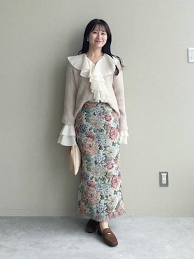 「mysty woman（ミスティウーマン）の【LE VERNIS】トライアングルBAG 574317（ハンドバッグ）」を使った、MiOさん（レディース・155cm）の秋コーディネート