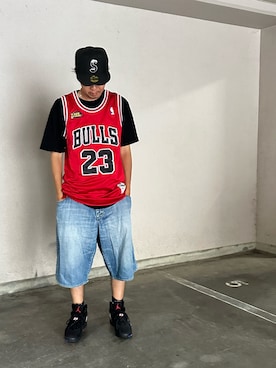 「Mitchell&Ness（ミッチェル&ネス）のアイテム（トップス）」を使った、s0325noguchiさん（メンズ・170cm）の夏コーディネート