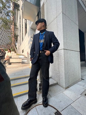 「アイテム（ハンチング/ベレー帽、ゴールド系）」を使った、ahan2krさん（メンズ・182cm）の秋コーディネート