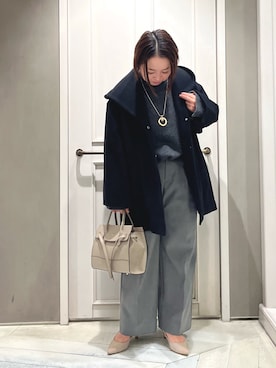 「qualite（カリテ）のアイテム（ノーカラーコート）」を使った、terunumaさん（レディース・150cm）の冬コーディネート
