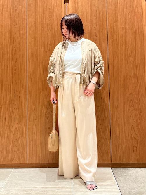 tシャツ 袖ギャザーカットTOP/スリーブ半袖/夏服/オフィスカジュアル レディース qualite tシャツ 袖ギャザーカットTOP/スリーブ半袖/夏服