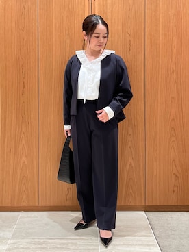 「qualite（カリテ）のアイテム（ノーカラージャケット）」を使った、terunumaさん（レディース・150cm）の冬コーディネート