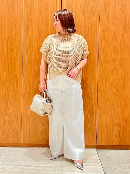 ニット セーター 「大人の透け感」透かしガータースクエアニット/夏服/サマーニット レディース qualite ニット セーター 「大人の透け感」透かしガーター