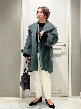 「qualite（カリテ）のアイテム（ノーカラーコート）」を使った、terunumaさん（レディース・150cm）の秋コーディネート