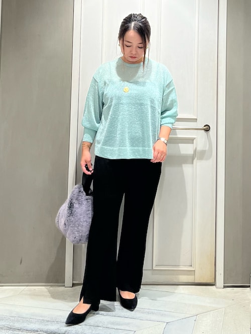 qualite（カリテ） パンツ レーヨンストレッチサイドスリットニット