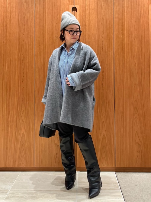 【CLASSY.お仕事名品Award受賞】フォックスウールガウン/秋服/冬服/オフィスカジュアル/羽織り/バーガンディ/厚手/コーディガン