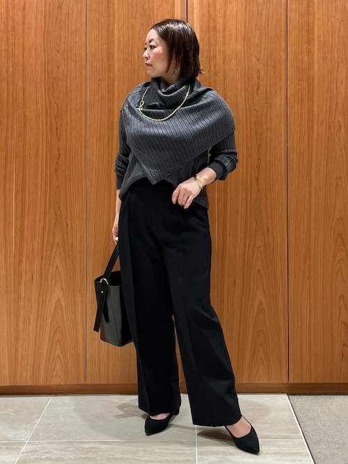 【新色追加！25AW】アシメスヌードリブニット/秋服/冬服/2WAY/スヌード取り外し可能