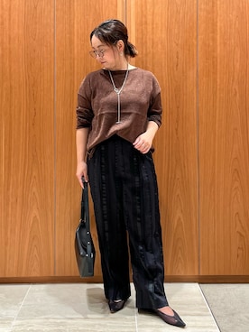 「qualite（カリテ）の【セットアップ対応】キュプラストライプパンツ（その他パンツ）」を使った、terunumaさん（レディース・150cm）の秋コーディネート