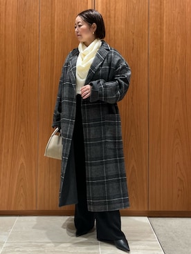 「qualite（カリテ）のウールチェックチェスターコート/秋服/冬服/オフィスカジュアル（チェスターコート）」を使った、terunumaさん（レディース・150cm）の冬コーディネート