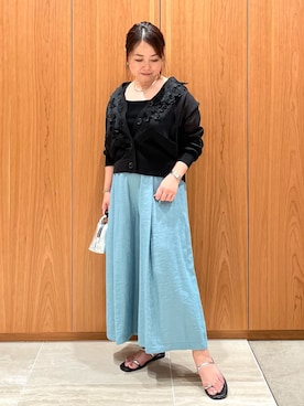 「フレアパンツ」｜「アイテム（パンツ、グリーン系）」を使った、terunumaさん（レディース・150cm）の夏コーディネート