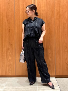 「qualite（カリテ）の【セットアップ対応】キュプラストライプパンツ（その他パンツ）」を使った、terunumaさん（レディース・150cm）の秋コーディネート