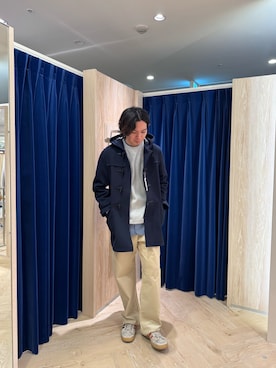 「アイテム（ダッフルコート）」を使った、ふなさん（メンズ・178cm）の冬コーディネート
